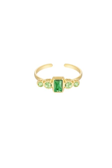Ring green stone - Gold color - One size