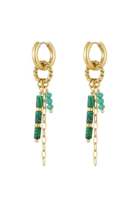 Earring many pendants - green