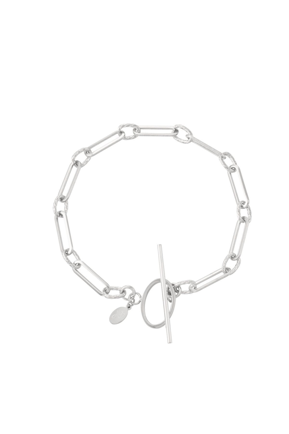 Thin link bracelet with round closure - Silver Color color