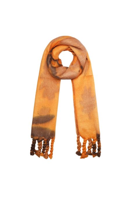 Winter scarf flowers and leaves Orange Polyester - one size