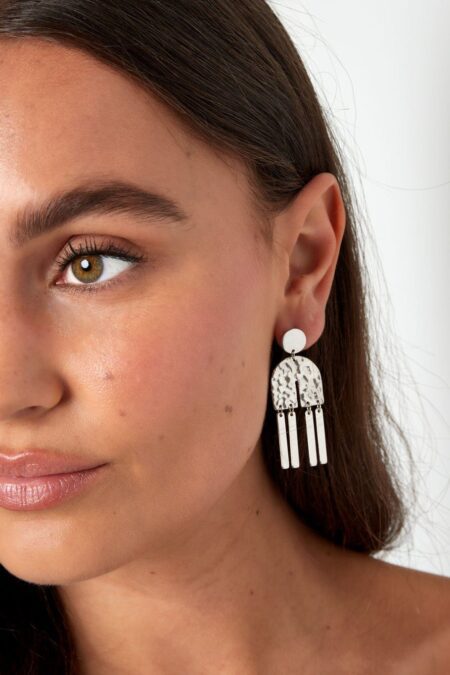 Statement earrings half arch - silver color Stainless Steel