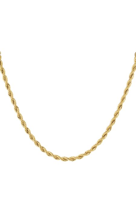 unisex necklace thick twisted 60cm - Gold color-4.5mm