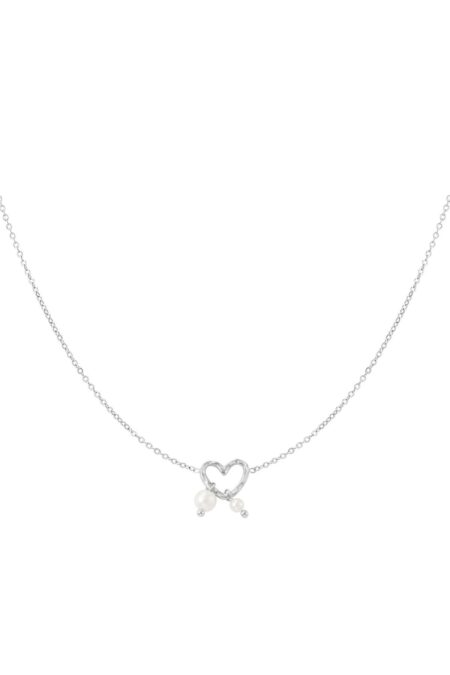 Necklace pearl love - Silver Color color