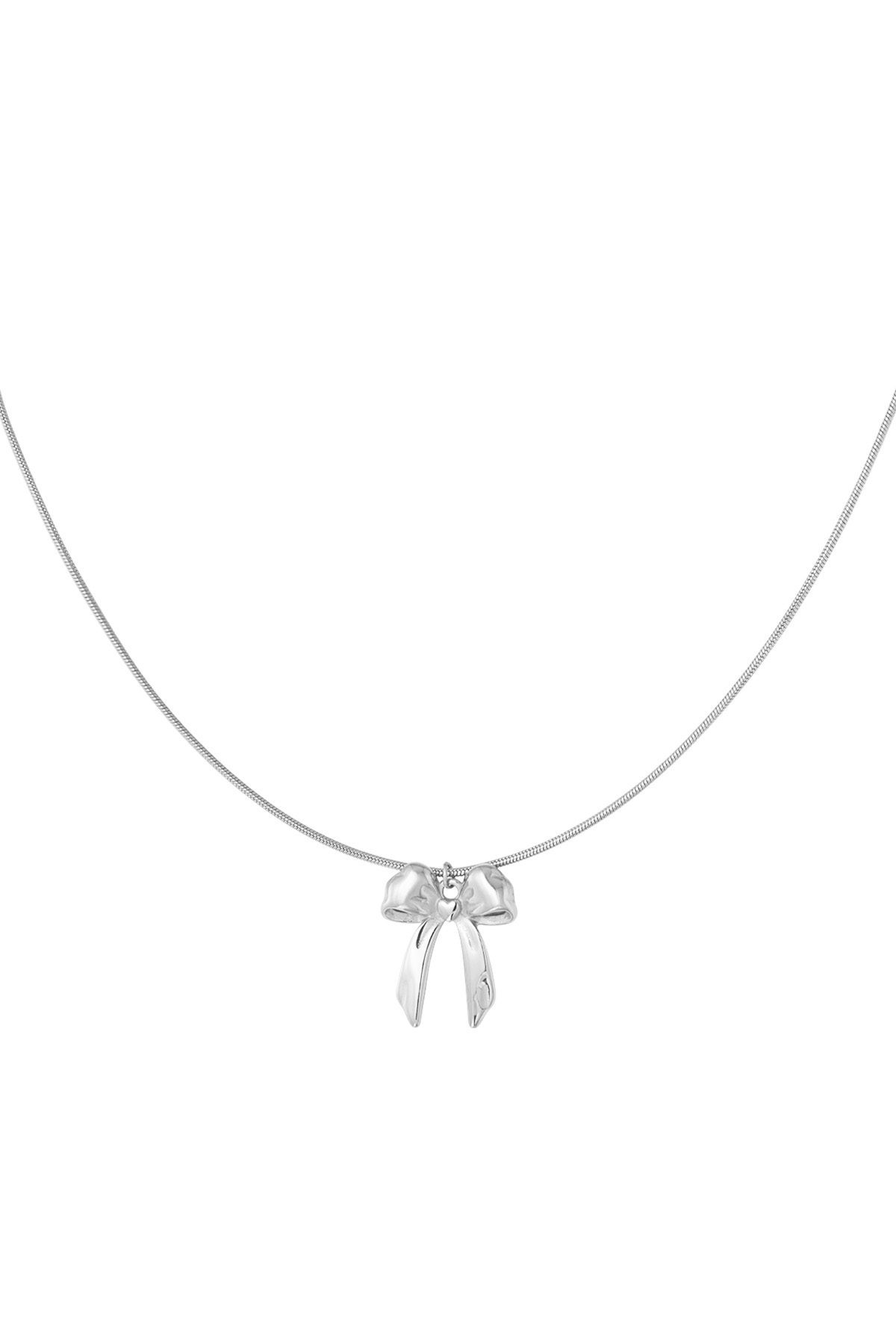 Classic necklace with large bow - Silver Color color