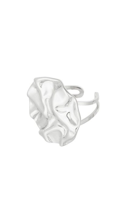 Ring statement structure round - Silver color - One size