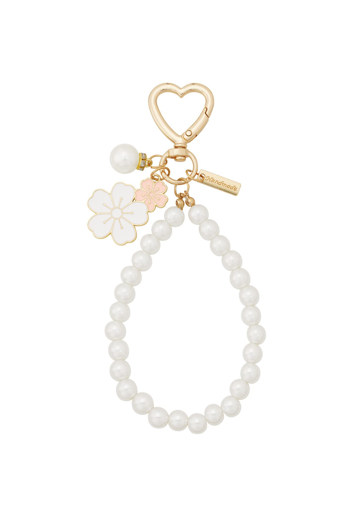 Handmade Flower Pendant Pearls - White