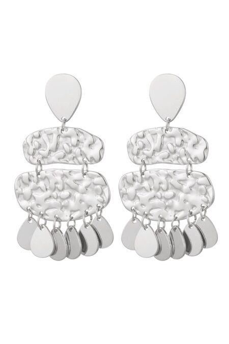 Statement earrings circles - silver color Stainless Steel