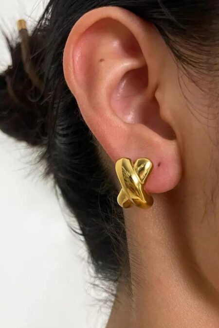 Ατσάλινα σκουλαρίκια little X σε χρυσό χρώμα