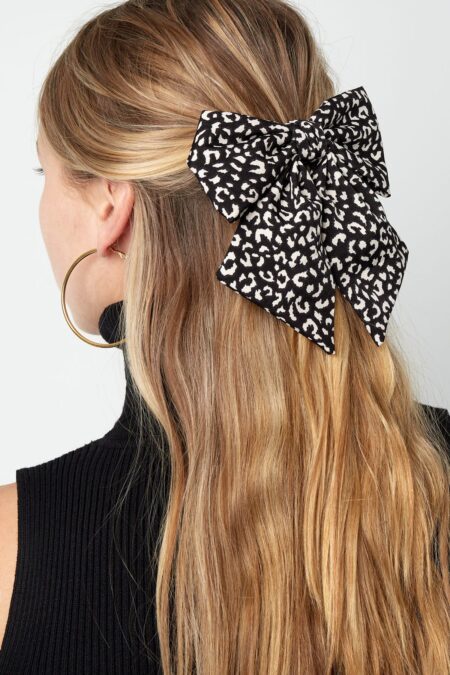 Panther print bow - black