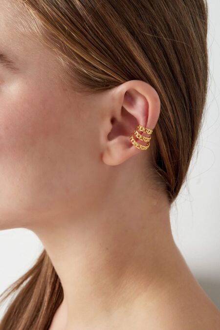earcuff layered chain - gold - Stainless Steel
