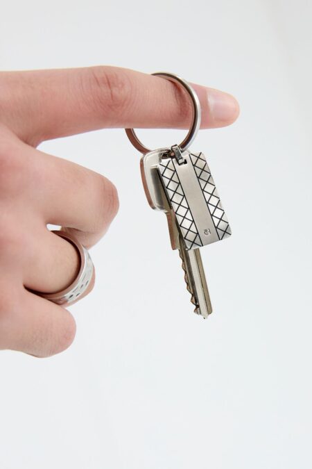 Keychain with pattern charm - Silver Color color