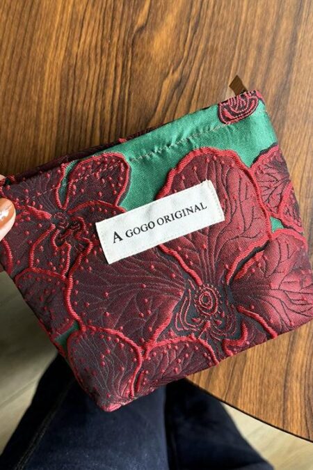 Retro Flower Polyester make up bag - Pomegranate flower - Small