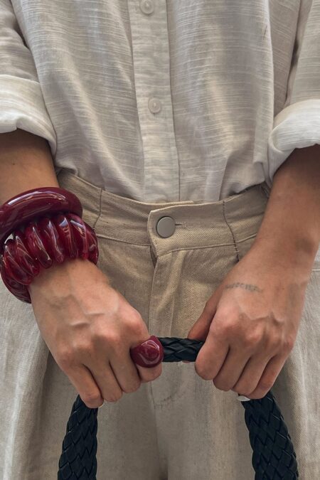 Retro Irregular Shape Resin Bangle -red εσωτερική διάμετροσ ~63mm