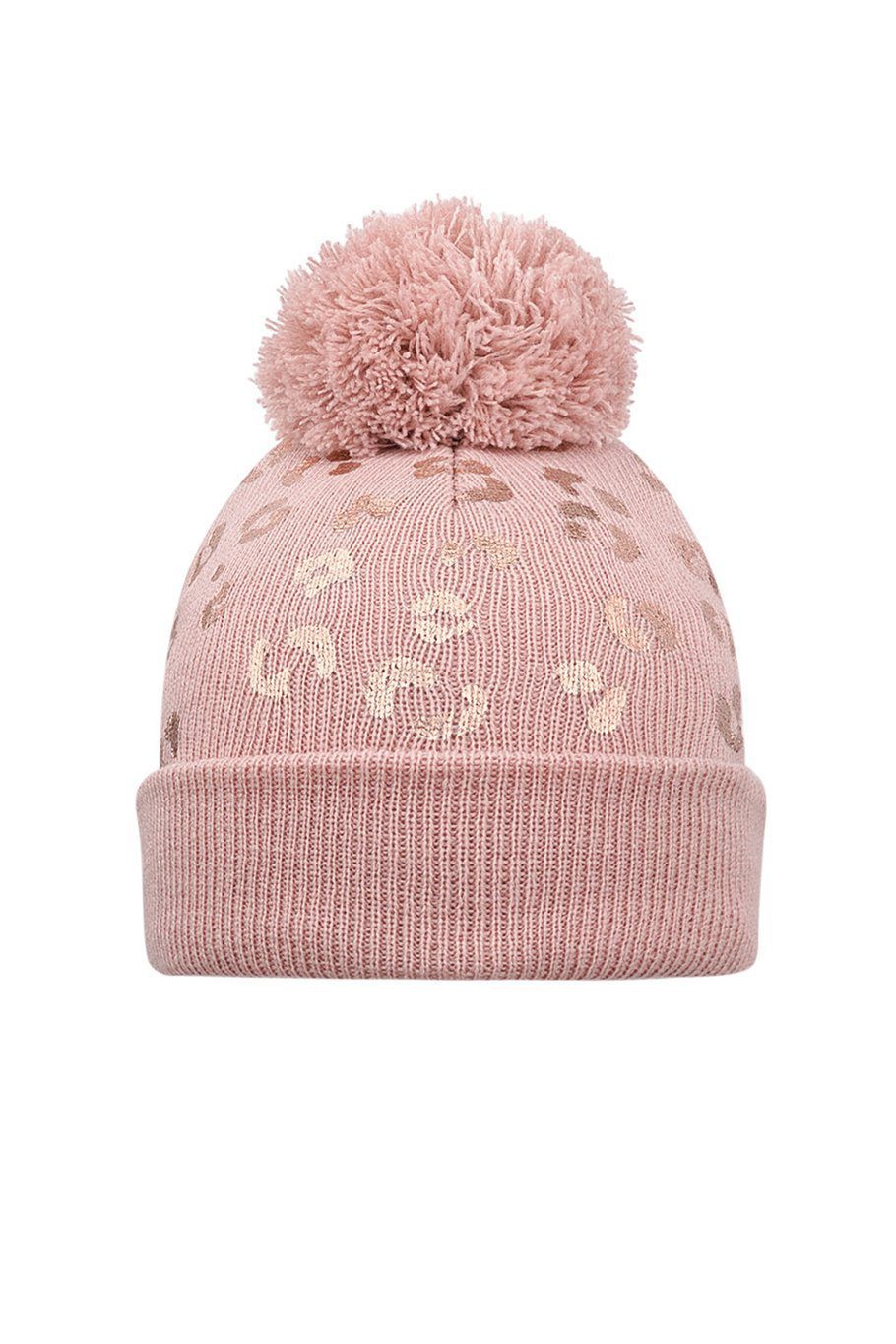 Tiger print pompom hat - pink - One Size