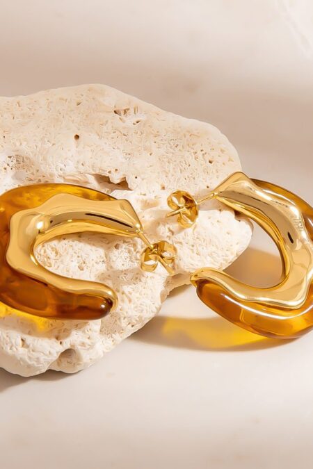 Circle Stainless Steel Gold Color Stud Earrings