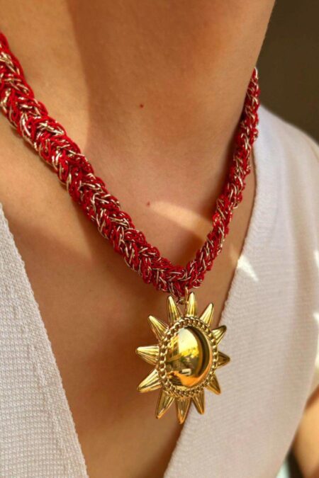 Sun Stainless Steel Gold Color Pendant Necklace