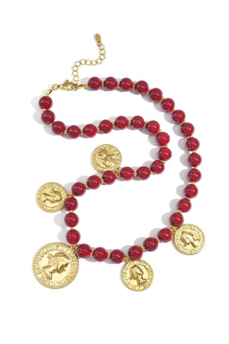 Acrylic Beaded Necklaces Figure Retro Daily Classic Series Women's jewelry Crimson