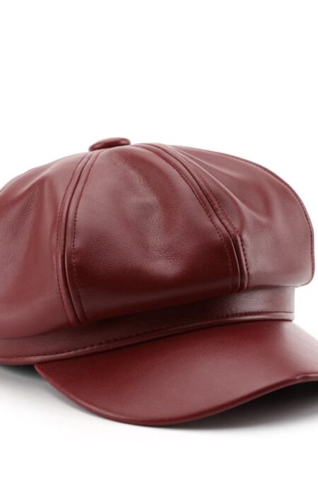 Elegant Solid Color PU Beret - Wine red - one size