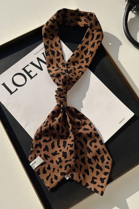 Retro Leopard Print Chiffon Tie