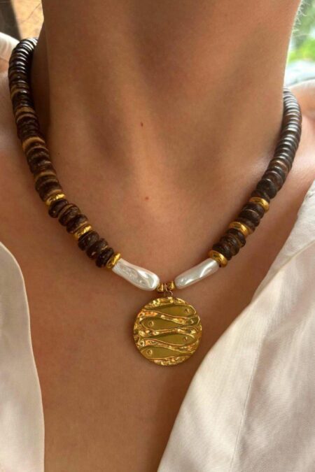 Wooden Beads Pendant Necklace