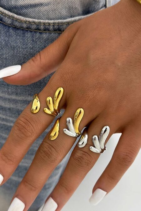 Irregular Shape Stainless Steel Woemn's Statement Rings - silver - one size