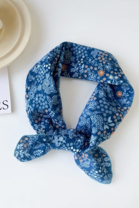Romantic Flower Cotton Bandana- sky blue